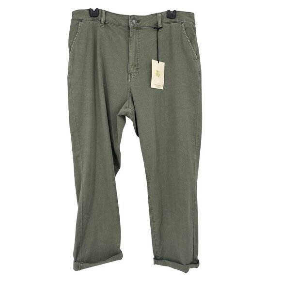 Cosmic Blue Love cropped denim stretch pants women's Size 33 command green new - Picture 2 of 6